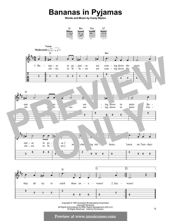 Bananas in Pyjamas: Für Gitarre by Carey Blyton