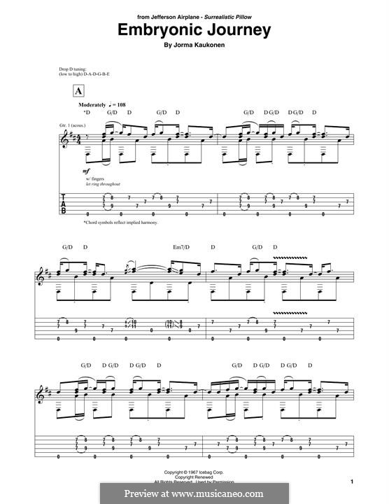 Embryonic Journey: Für Gitarre by Jorma Kaukonen