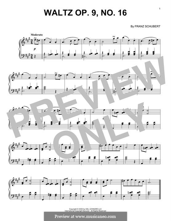 Sechsunddreissig ursprünglichen Tänze, D.365 Op.9: No.16 Waltz by Franz Schubert