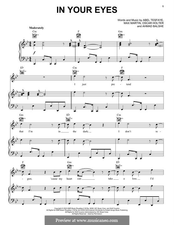 In Your Eyes (The Weeknd): Für Stimme und Klavier (oder Gitarre) by Max Martin, Abel Tesfaye, Ahmad Balshe, Oscar Holter