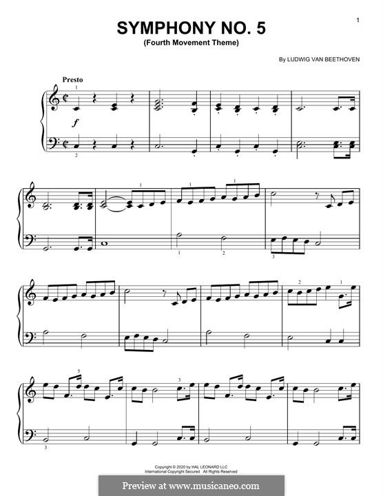 Teil IV: Excerpt, for piano by Ludwig van Beethoven