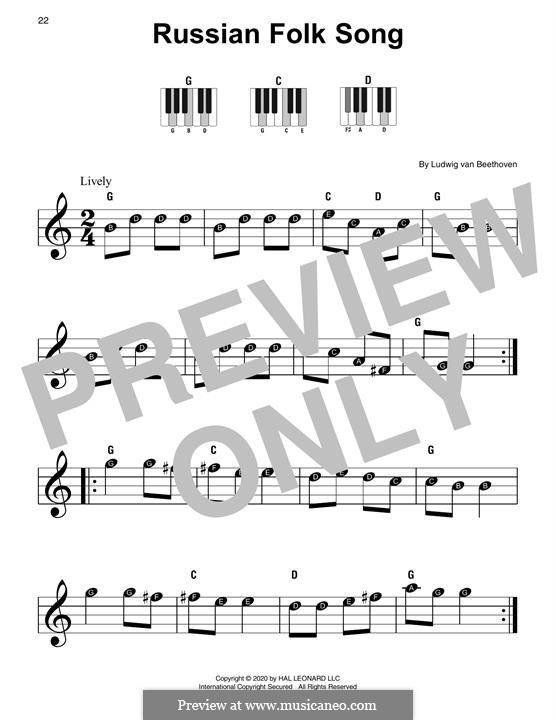 Russische Volkslied für Klavier von L.v. Beethoven - Noten auf MusicaNeo