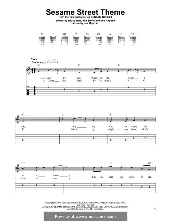 Sesame Street Theme: Für Gitarre by Joe Raposo