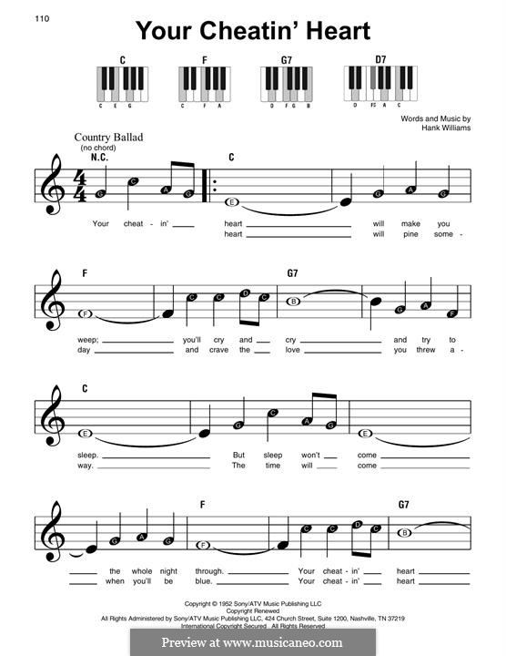 Your Cheatin' Heart: Für Klavier by Hank Williams