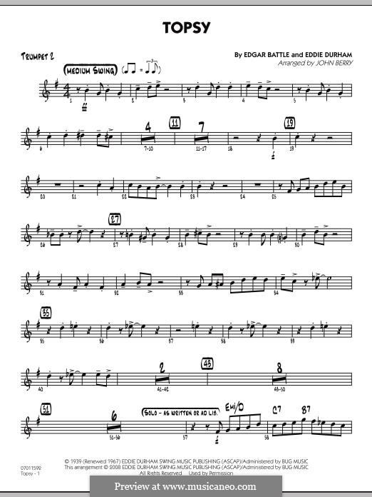 Topsy (arr. John Berry): Trumpet 2 part by Eddie Durham, Edgar Battle