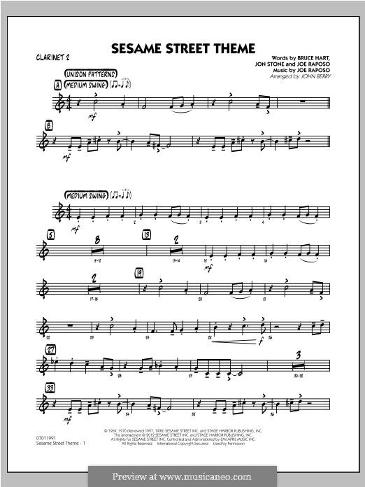 Sesame Street Theme: Bb Clarinet 2 part by Joe Raposo