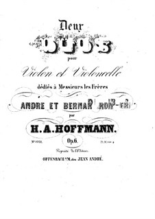 Zwei Duette für Violine und Cello, Op.6: Violinstimme by Heinrich Anton Hoffmann