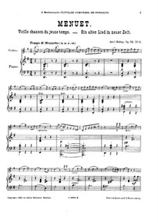 Ein altes Lied in neuer Zeit für Violine und Klavier, Op.52: Nr.2 Menuett – Partitur by Jenö Hubay