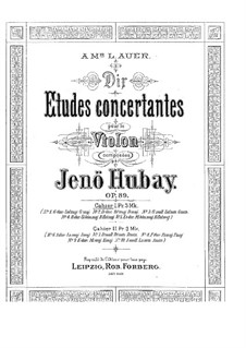 Zehn Konzertetüden für Violine, Op.89: Zehn Konzertetüden für Violine by Jenö Hubay