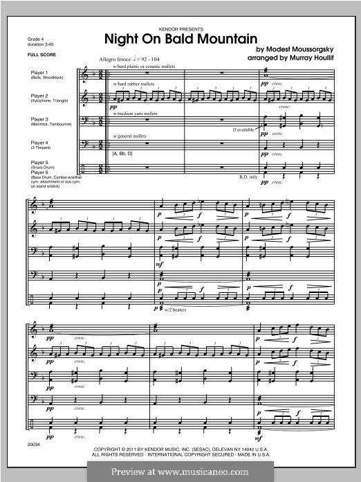 Eine Nacht auf dem kahlen Berge: For percussion – full score by Modest Mussorgski