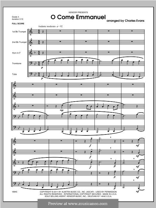 Brass Ensemble version: Vollpartitur by folklore