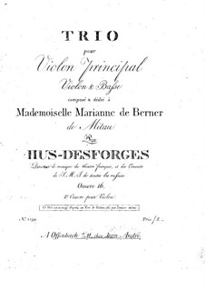 Streichtrio in G-Dur, Op.16: Violinstimme I by Pierre Louis Hus-Desforges