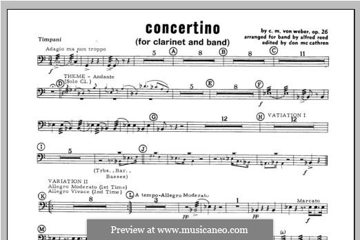 Concertino für Klarinette und Orchester, J.109 Op.26: Percussion 4 part by Carl Maria von Weber