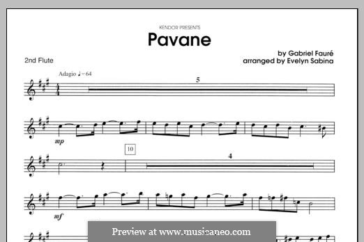 Pavane, Op.50: For two flutes and piano – flute 2 part by Gabriel Fauré