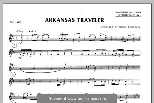 Arkansas Traveler: For trio flutes – Flute 2 part by folklore