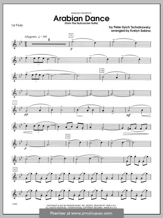 Nr.5 Arabischer Tanz: For quartet flutes – Flute 1 part by Pjotr Tschaikowski