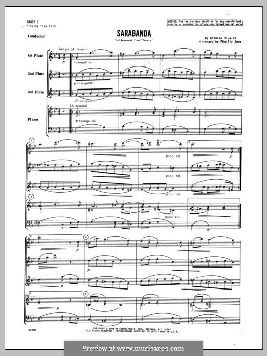 Sarabanda: Vollpartitur by Antonio Vivaldi