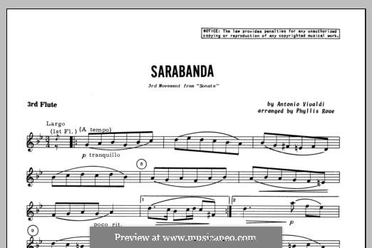 Sarabanda: Flute 3 part by Antonio Vivaldi