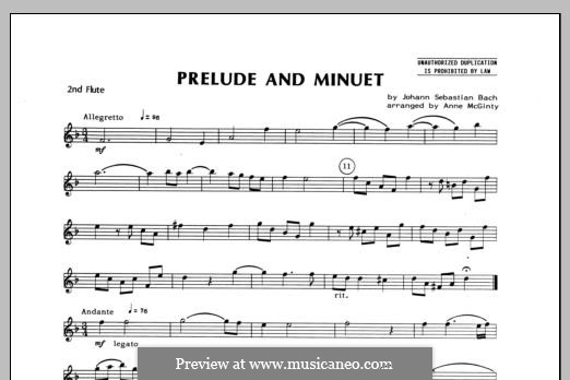 Prelude and Minuet: Flute 2 part by Johann Sebastian Bach