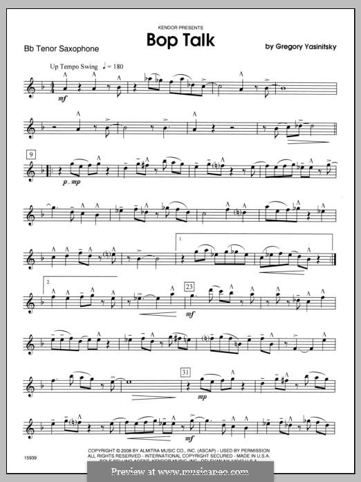 Bop Talk: Tenor Sax part by Gregory Yasinitsky
