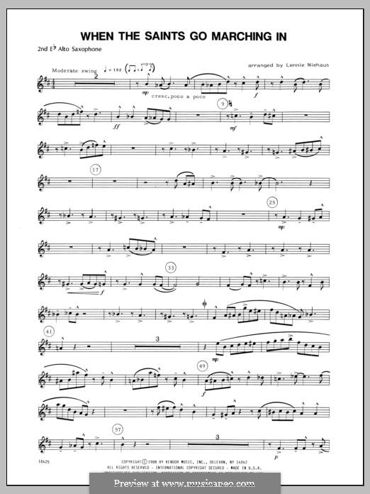 When the Saints Go Marching in (Chamber Arrangements): For saxophones – Alto Sax 2 part by folklore