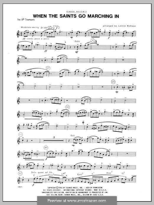 When the Saints Go Marching in (Chamber Arrangements): For winds – 1st Bb Trumpet part by folklore