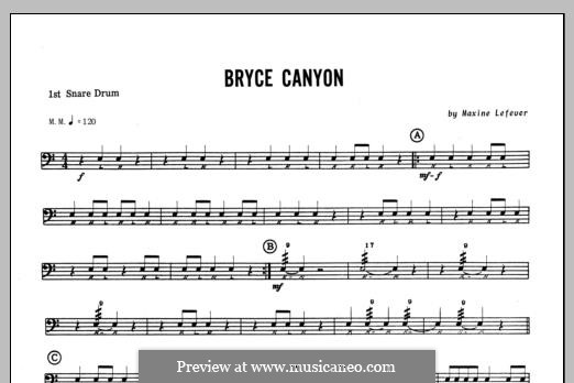Bryce Canyon: 1st snare drum part by Maxine Lefever
