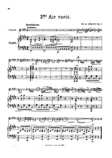 Arie mit Variationen Nr.3, Op.3: Partitur by Charles-Auguste de Beriot