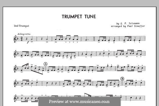 Trumpet Tune: 2nd Trumpet in Bb part by Georg Philipp Telemann