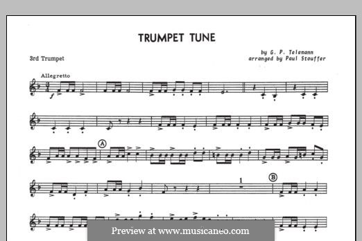 Trumpet Tune: 3rd Trumpet in Bb part by Georg Philipp Telemann