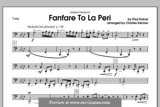 La Péri: Fanfare, for wind quintet – Tuba part by Paul Dukas