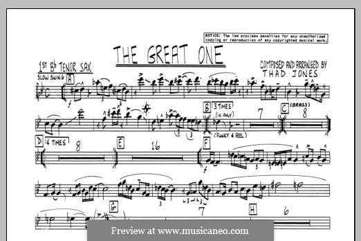 The Great One: 1st Bb Tenor Saxophone part by Thad Jones