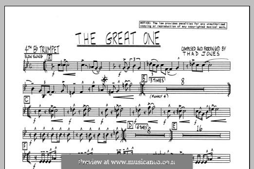 The Great One: 4th Bb Trumpet part by Thad Jones