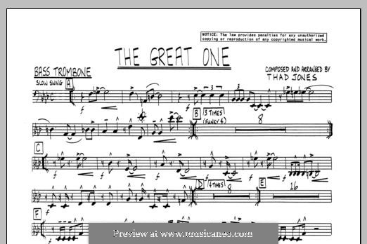 The Great One: Bass Trombone part by Thad Jones