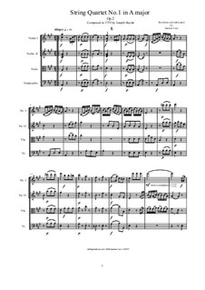 Streichquartett Nr.7 in A-Dur, Hob.III/7 Op.2 No.1: Complete score and parts by Joseph Haydn