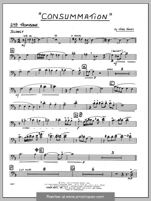 Consummation: 2nd Trombone part by Thad Jones