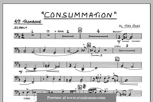 Consummation: 4th Trombone part by Thad Jones