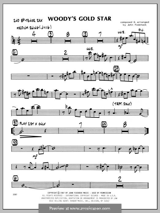 Woody's Gold Star: 2nd Bb Tenor Saxophone part by John Fedchock