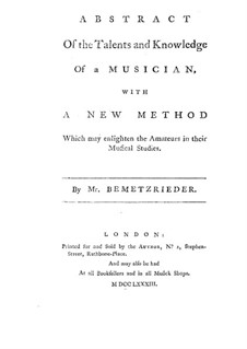 Abstract of the Talents and Knowledge of a Musician: English text by Anton Bemetzrieder