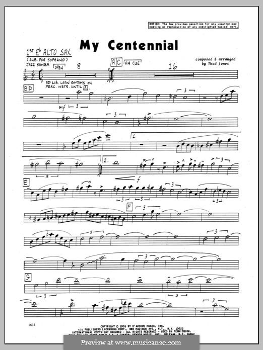 My Centennial: 1st Eb Alto Saxophone part by Thad Jones
