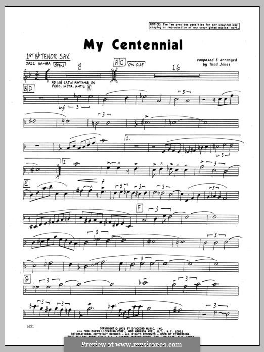 My Centennial: 1st Bb Tenor Saxophone part by Thad Jones