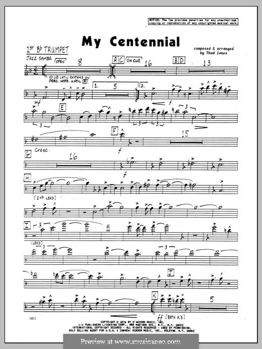 My Centennial: 1st Bb Trumpet part by Thad Jones