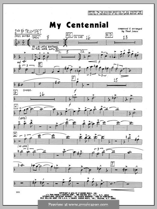My Centennial: 2nd Bb Trumpet part by Thad Jones