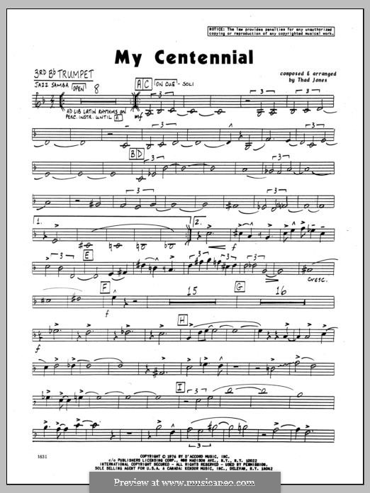 My Centennial: 3rd Bb Trumpet part by Thad Jones