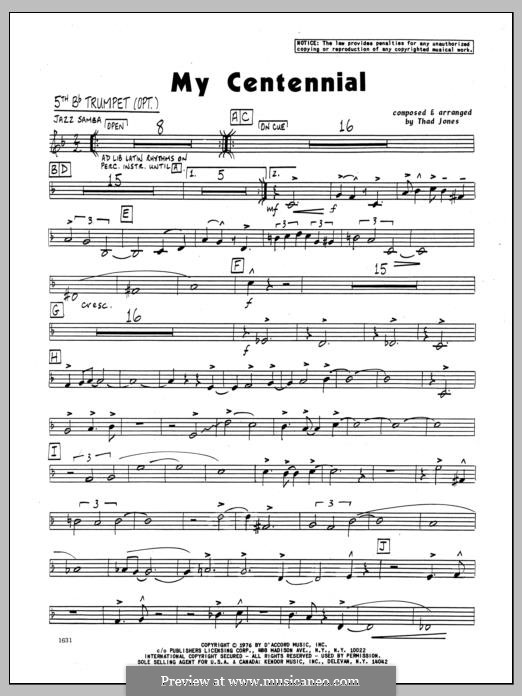 My Centennial: 5th Bb Trumpet part by Thad Jones