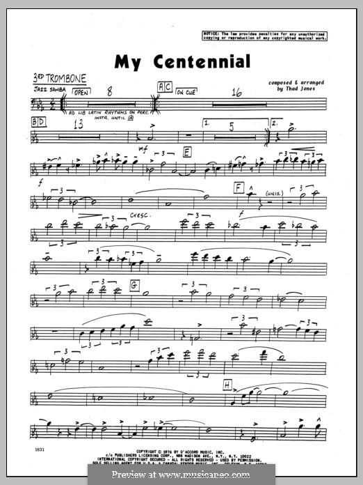 My Centennial: 3rd Trombone part by Thad Jones
