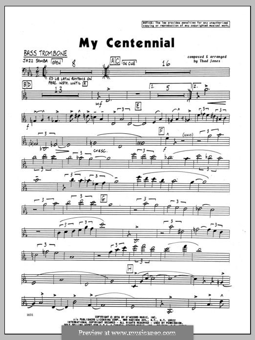 My Centennial: Bass Trombone part by Thad Jones