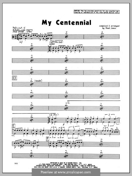 My Centennial: Drums part by Thad Jones