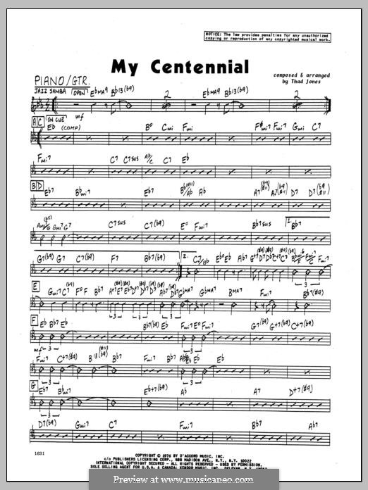 My Centennial: Klavierstimme by Thad Jones