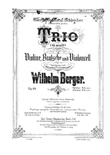 Streichtrio in g-Moll, Op.69: Stimmen by Wilhelm Berger